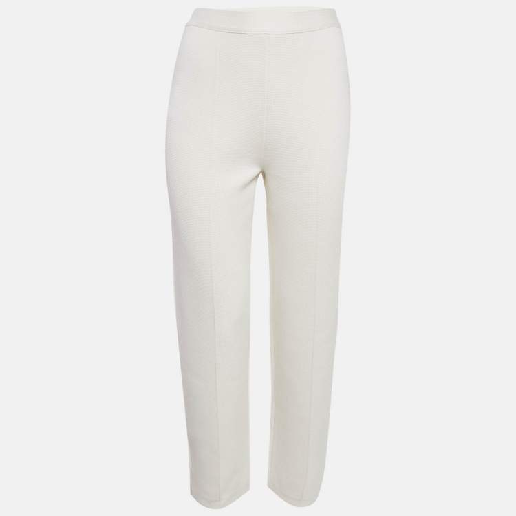 Pre Owned Loro Piana Ivory Stretch Knit Trousers S 