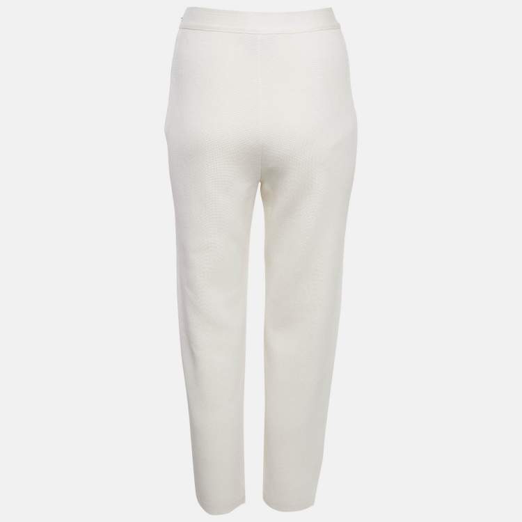 Pre Owned Loro Piana Ivory Stretch Knit Trousers S 
