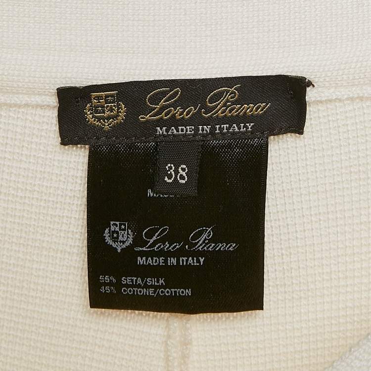 Pre Owned Loro Piana Ivory Stretch Knit Trousers S 