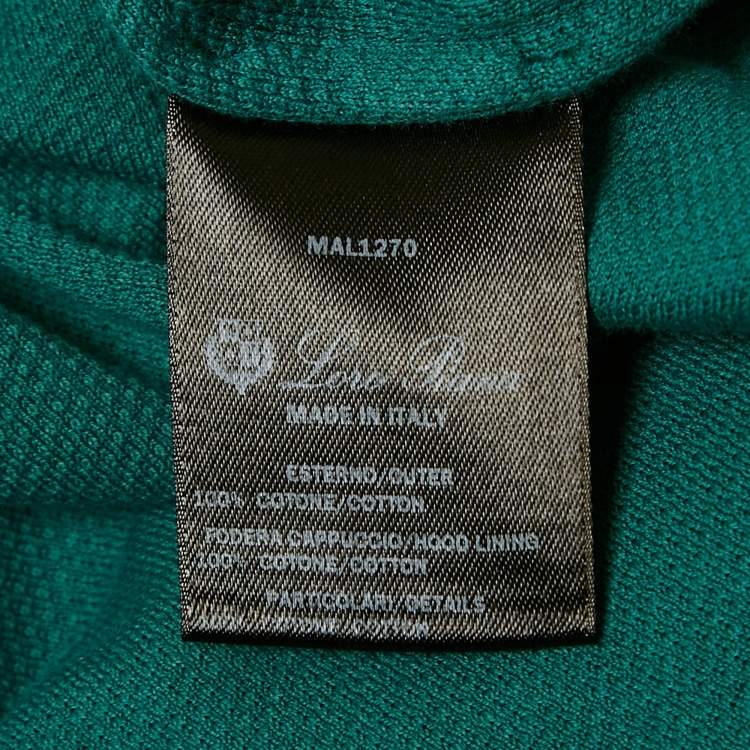 Pre Owned Loro Piana Green Pique Cotton Knit Hooded Jumper XXXL