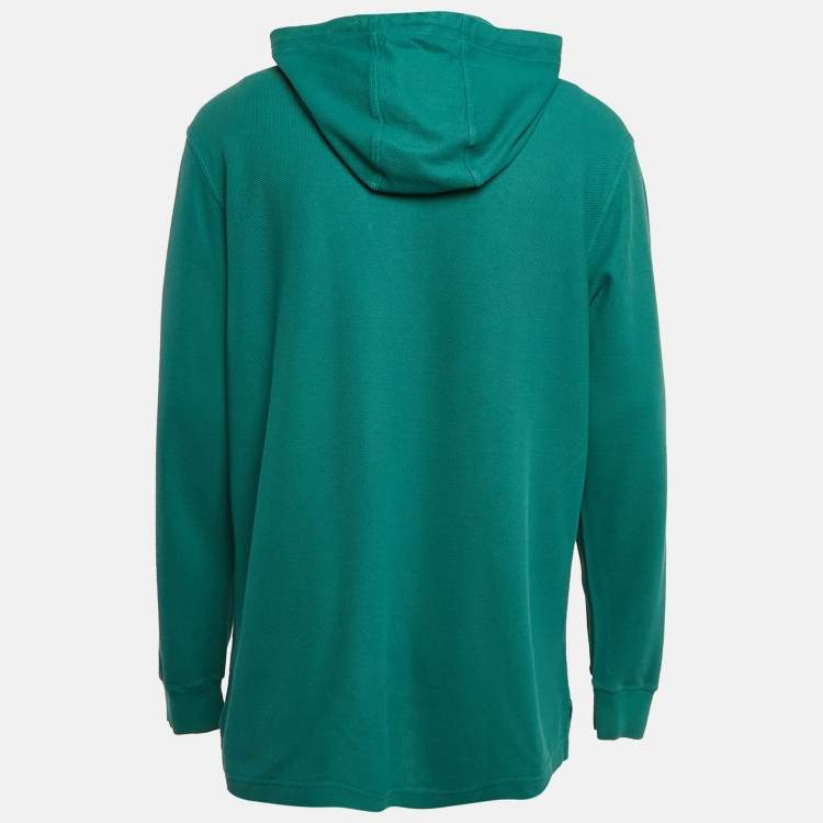 Pre Owned Loro Piana Green Pique Cotton Knit Hooded Jumper XXXL