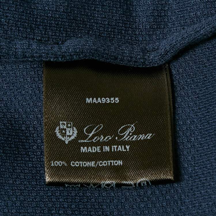 مملوكة مسبقًا Loro Piana Blue Pique Cotton Long Sleeve Polo T-Shirt 4XL