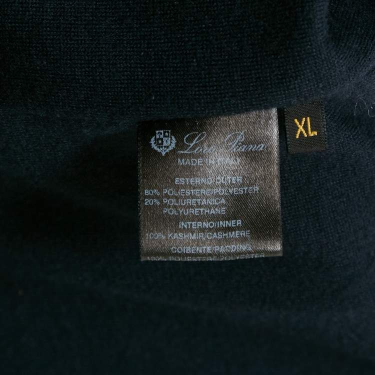 Pre Owned Loro Piana Navy Blue Synthetic High Neck Zip-Up Vest XL