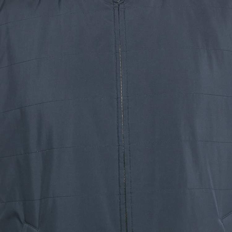 Pre Owned Loro Piana Navy Blue Synthetic High Neck Zip-Up Vest XL