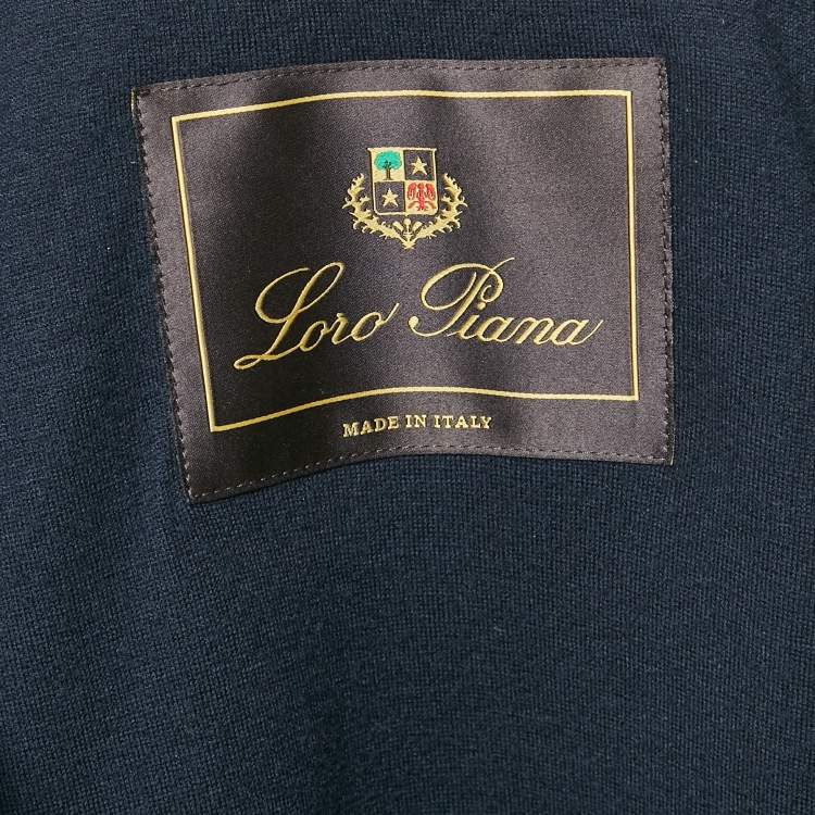 Pre Owned Loro Piana Navy Blue Synthetic High Neck Zip-Up Vest XL
