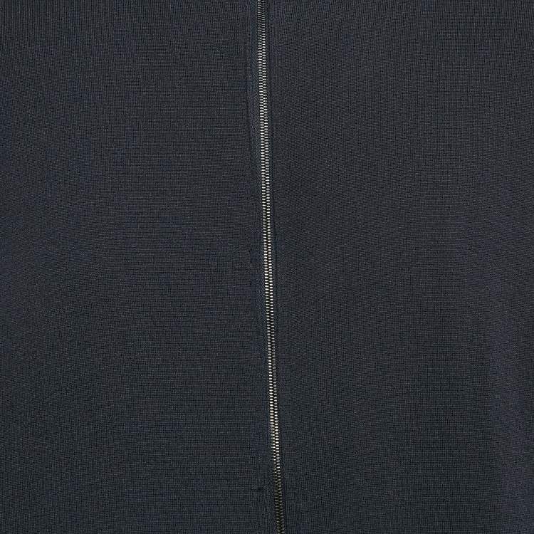Pre Owned Loro Piana Navy Blue Synthetic and Cashmere Reversible Windmate Bomber Jacket XL