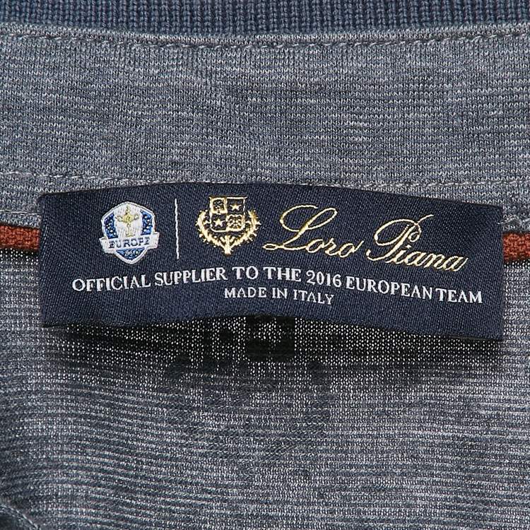Pre Owned Loro Piana Blue Cotton Blend Polo T-Shirt M
