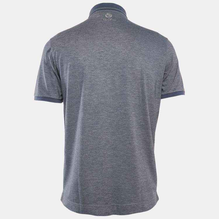 Pre Owned Loro Piana Blue Cotton Blend Polo T-Shirt M