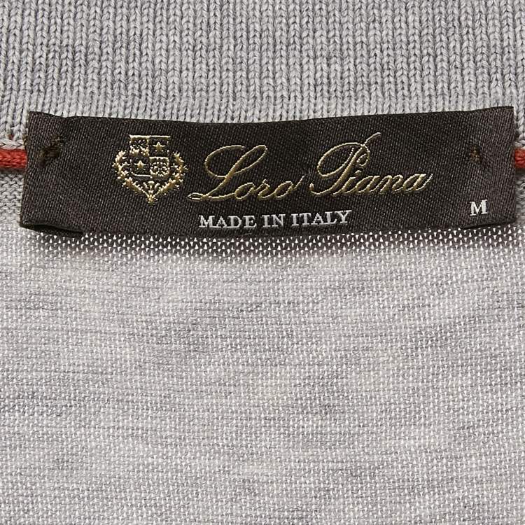 Pre Owned Loro Piana Grey Cotton Polo T-Shirt M