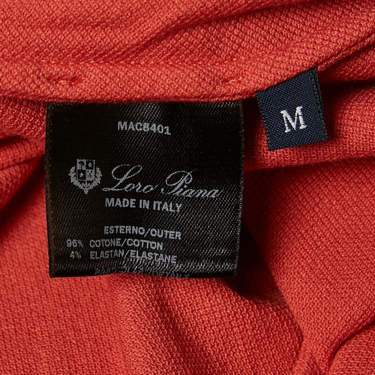 Pre Owned Loro Piana Orange Pique Cotton Polo T-Shirt M