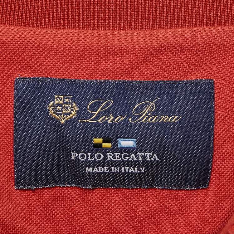 Pre Owned Loro Piana Orange Pique Cotton Polo T-Shirt M