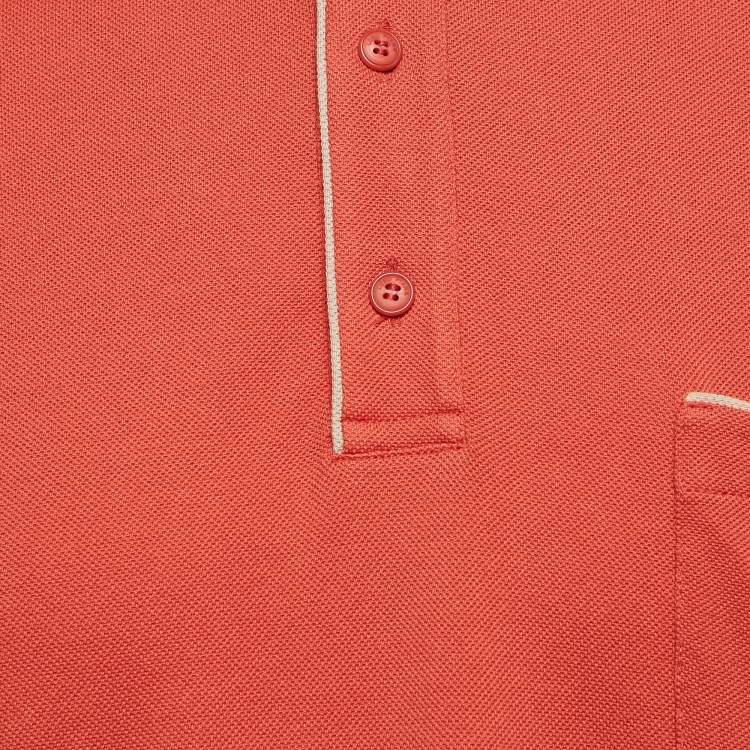 Pre Owned Loro Piana Orange Pique Cotton Polo T-Shirt M