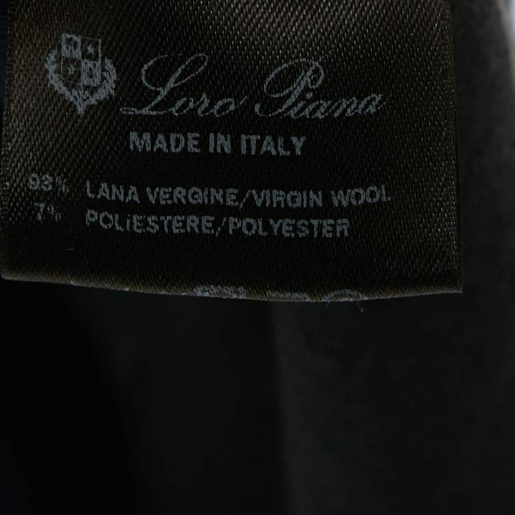 Pre Owned Loro Piana Navy Blue Wool Paneled Zip-Up Polo T-Shirt M