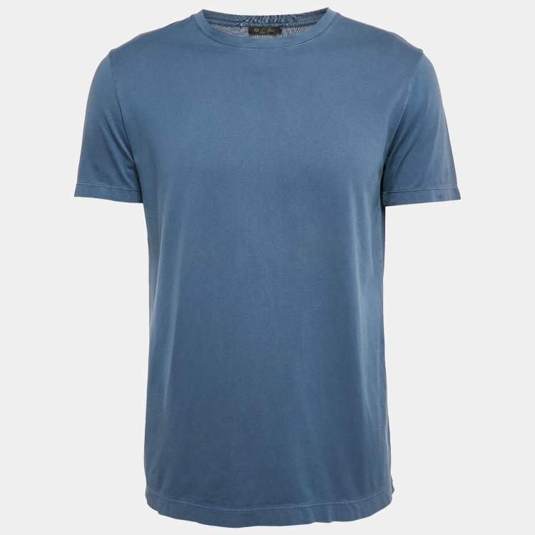 Pre Owned Loro Piana Blue Cotton Crew Neck T-Shirt M