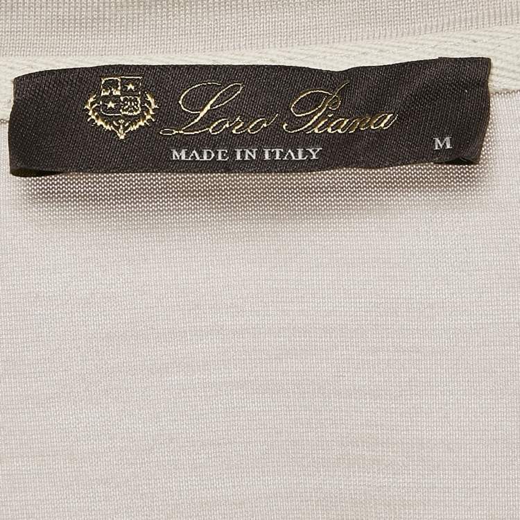 Pre Owned Loro Piana Grey Cotton Blend Crew Neck T-Shirt M