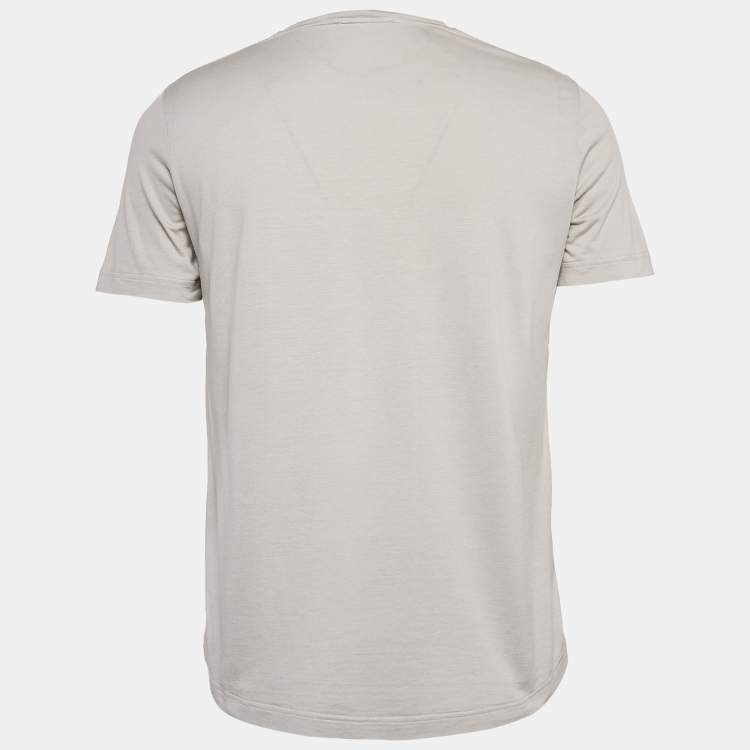 Pre Owned Loro Piana Grey Cotton Blend Crew Neck T-Shirt M
