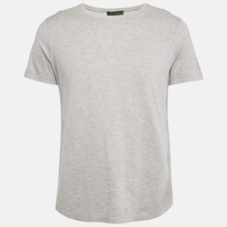 Pre Owned Loro Piana Grey Cotton Crew Neck T-Shirt M 