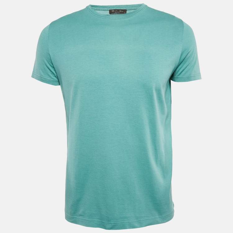 Pre Owned Loro Piana Green Cotton Blend Crew Neck T-Shirt M