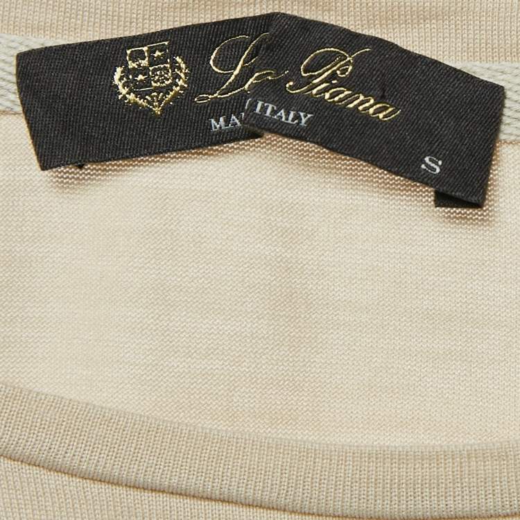 Pre Owned Loro Piana Beige Silk Blend Crew Neck T-Shirt S