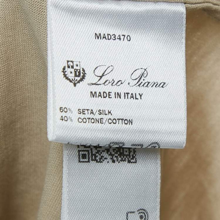 Pre Owned Loro Piana Beige Silk Blend Crew Neck T-Shirt S