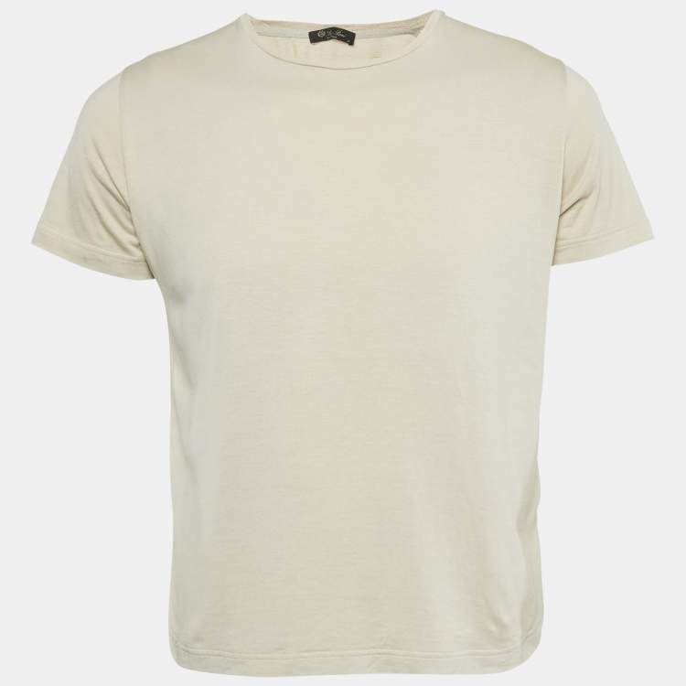 Pre Owned Loro Piana Beige Silk Blend Crew Neck T-Shirt S