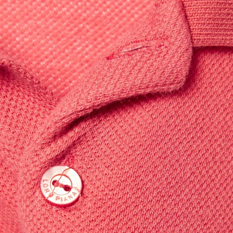Pre Owned Loro Piana Orange Cotton Pique Polo T-Shirt M