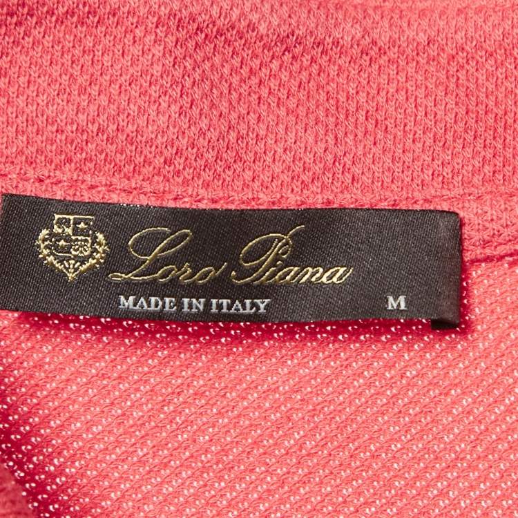 Pre Owned Loro Piana Orange Cotton Pique Polo T-Shirt M