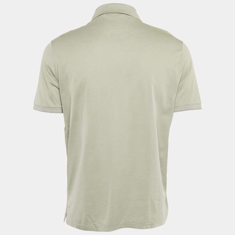 Pre Owned Loro Piana Light Green Silk Blend Polo T-Shirt M