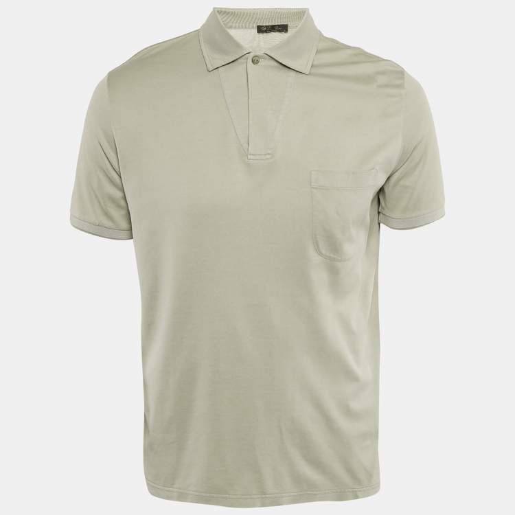 Pre Owned Loro Piana Light Green Silk Blend Polo T-Shirt M