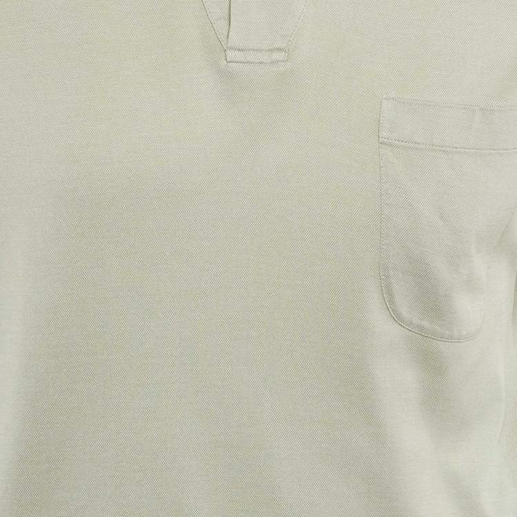 Pre Owned Loro Piana Light Green Silk Blend Polo T-Shirt M