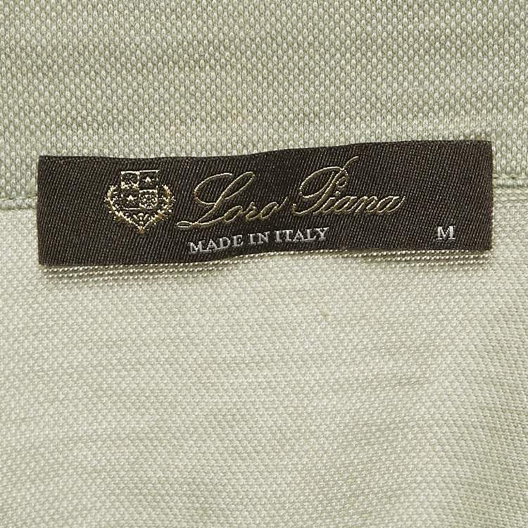 Pre Owned Loro Piana Light Green Silk Blend Polo T-Shirt M