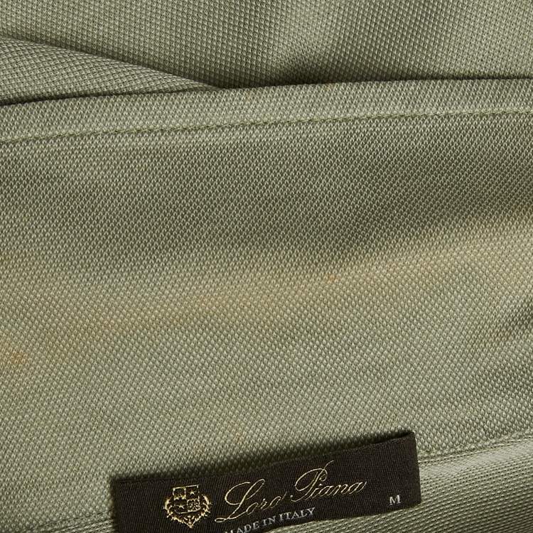 Pre Owned Loro Piana Light Green Silk Blend Polo T-Shirt M