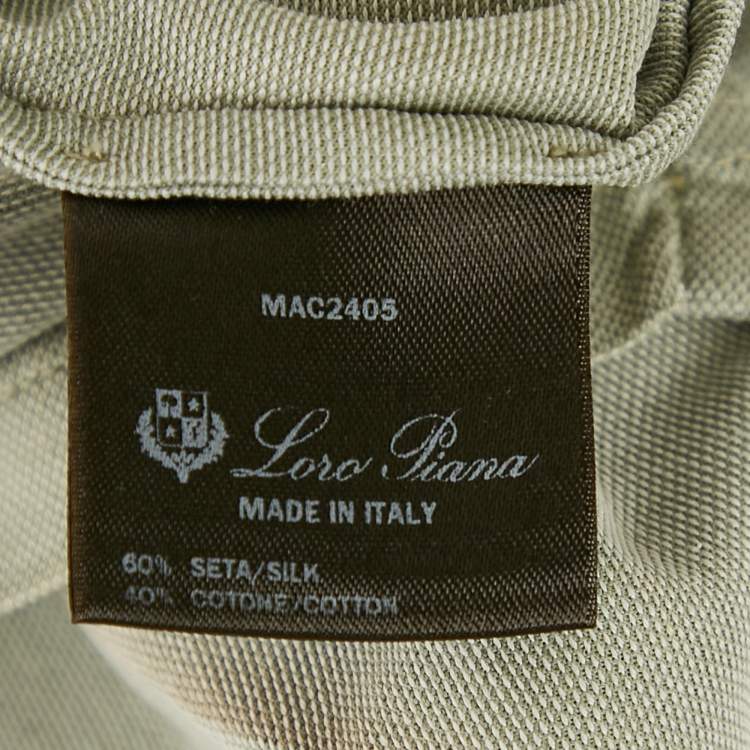 Pre Owned Loro Piana Light Green Silk Blend Polo T-Shirt M