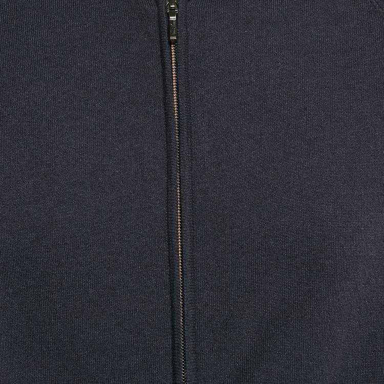 Pre Owned Loro Piana Blue Cashmere and Silk Knit Bomber Jacket M