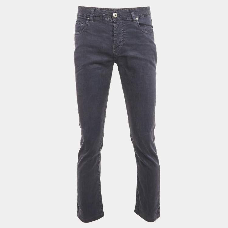 Pre Owned Loro Piana Blue Linen Blend Buttoned Pants S