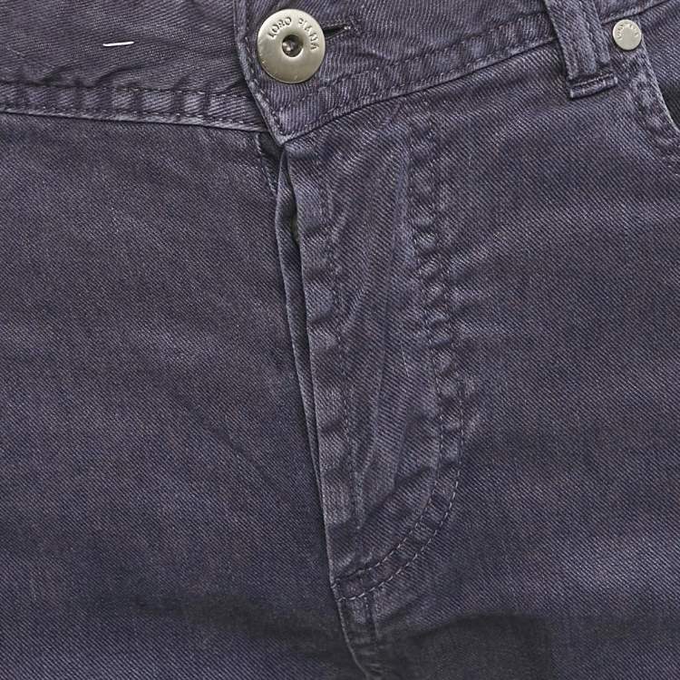 Pre Owned Loro Piana Blue Linen Blend Buttoned Pants S