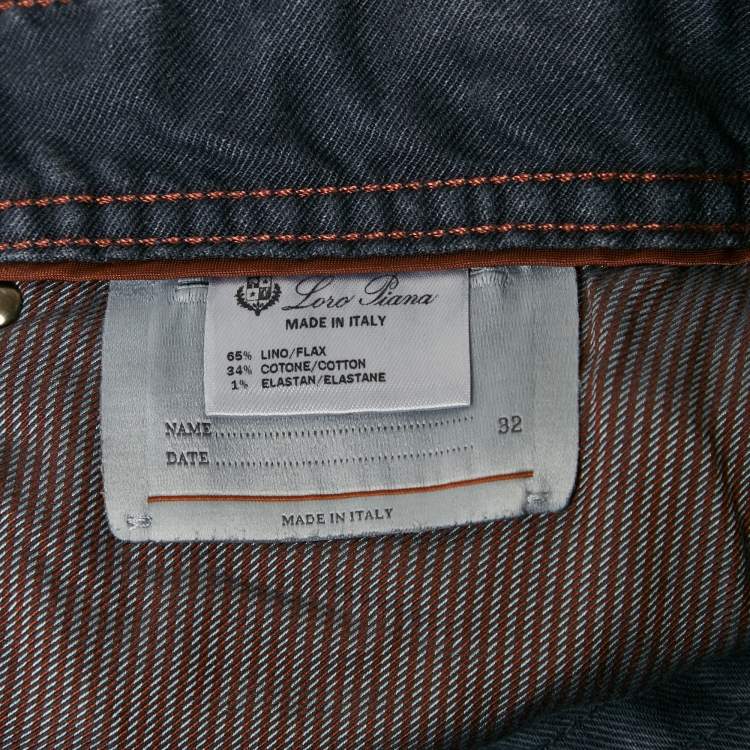 Pre Owned Loro Piana Blue Linen Blend Buttoned Pants S