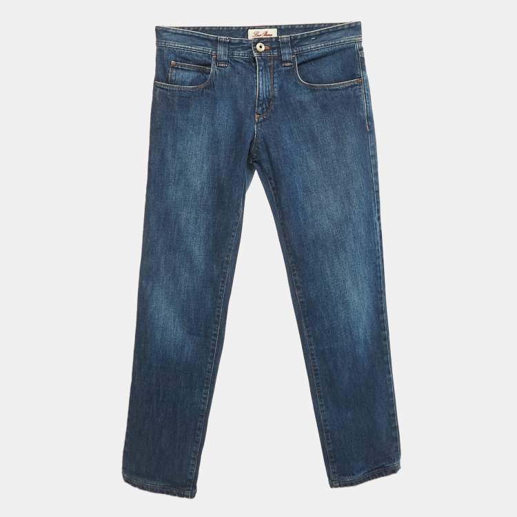 مملوكة مسبقًا Loro Piana Blue Denim Skinny Pants M Waist 33"