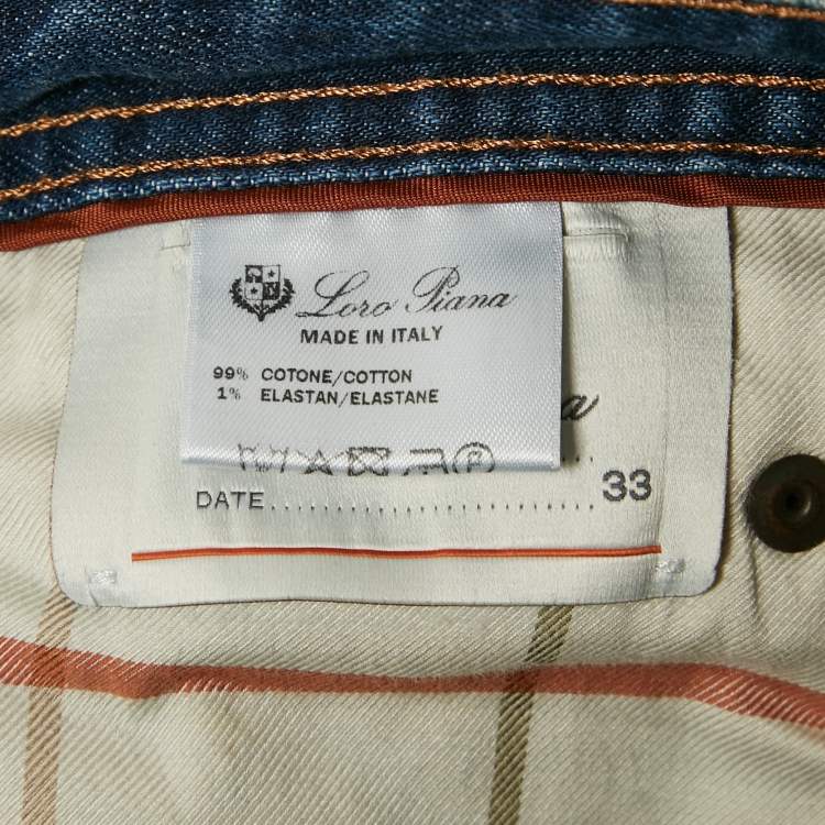 مملوكة مسبقًا Loro Piana Blue Denim Skinny Pants M Waist 33"