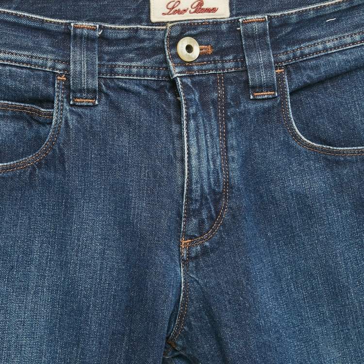 مملوكة مسبقًا Loro Piana Blue Denim Skinny Pants M Waist 33"