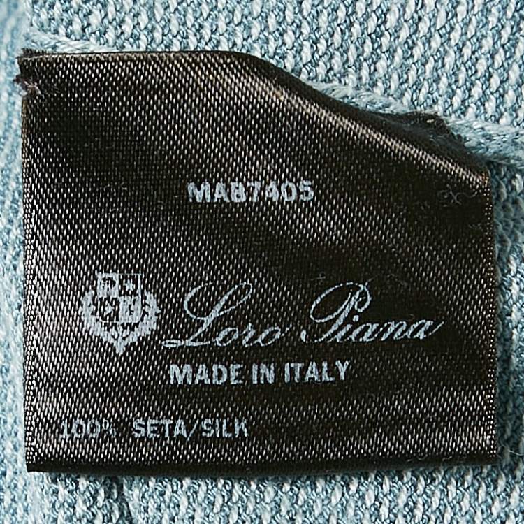 Pre Owned Loro Piana Blue Silk Full Sleeve Polo T-Shirt L