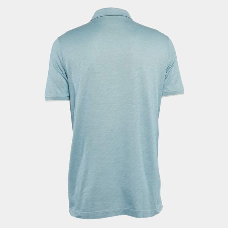 Pre Owned Loro Piana Blue Silk Blend Polo T-Shirt M