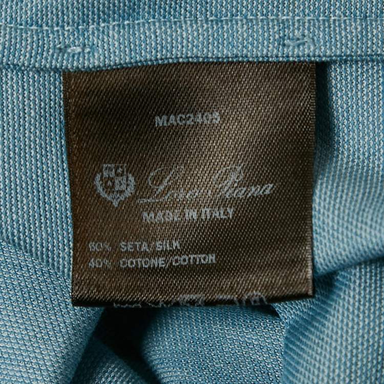 Pre Owned Loro Piana Blue Silk Blend Polo T-Shirt M