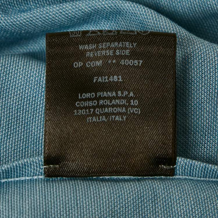 Pre Owned Loro Piana Blue Silk Blend Polo T-Shirt M
