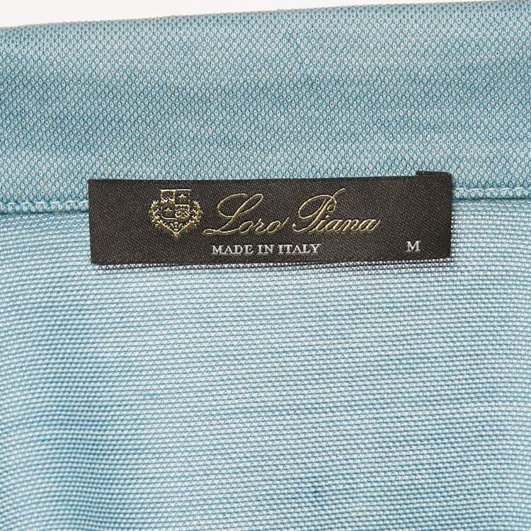 Pre Owned Loro Piana Blue Silk Blend Polo T-Shirt M