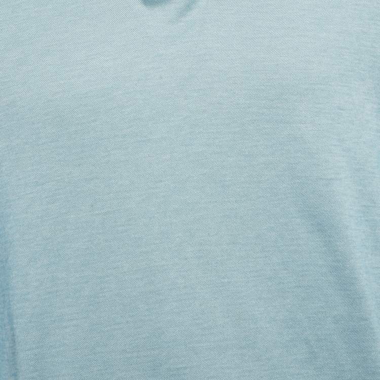 Pre Owned Loro Piana Blue Silk Blend Polo T-Shirt M