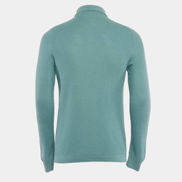 Pre Owned Loro Piana Blue Cotton Blend Full Sleeve Polo T-Shirt L