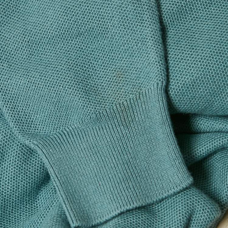 Pre Owned Loro Piana Blue Cotton Blend Full Sleeve Polo T-Shirt L
