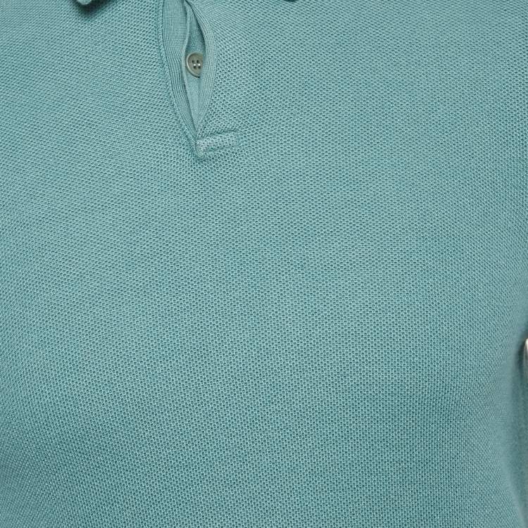 Pre Owned Loro Piana Blue Cotton Blend Full Sleeve Polo T-Shirt L