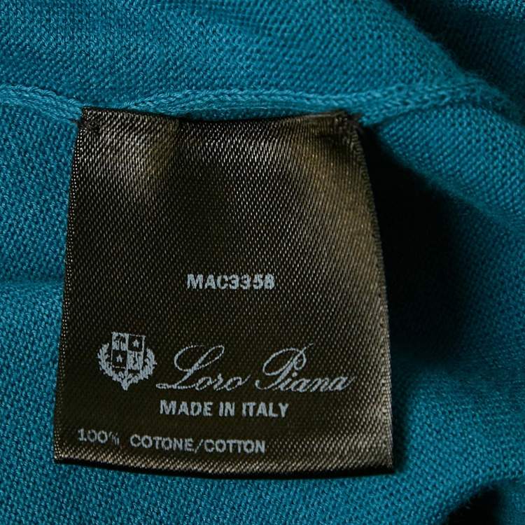 Pre Owned Loro Piana Blue Cotton Full Sleeve Polo T-Shirt M